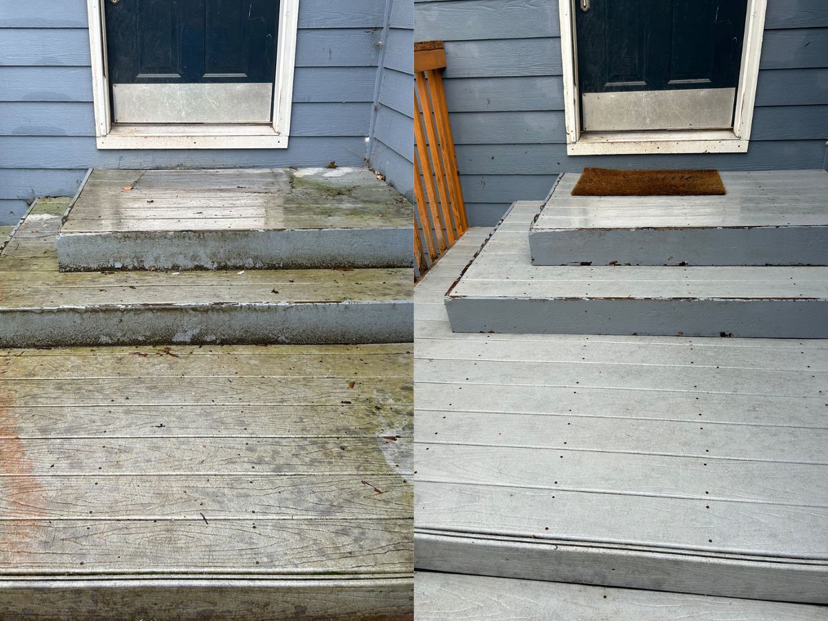Deck steps and entry before and after cleaning