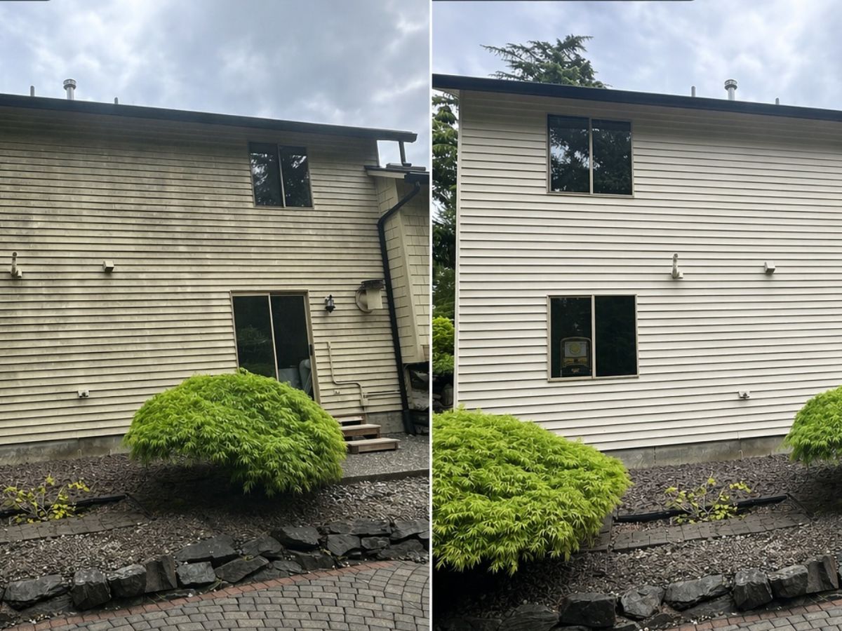 House siding before and after washing